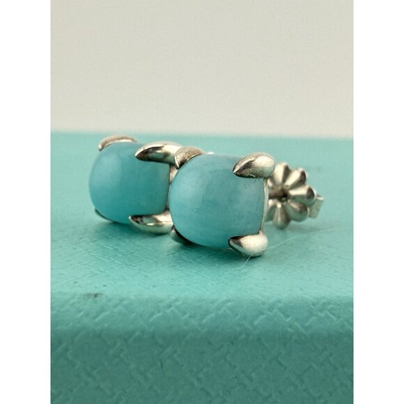 RARE Tiffany & Co. Amazonite Paloma Picasso Sugar Stack Earrings Silver - Picture 3 of 7